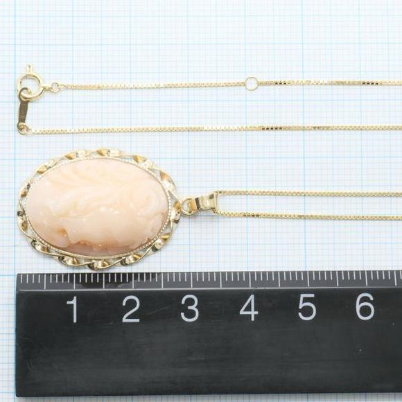 LuxUness K18 Yellow Gold Coral Necklace Metal Necklace - Picture 5 of 5